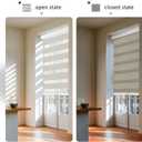 AOSKY Cordless Zebra Blinds for Windows Pull Down Roller Window Shades Dual Layer Light Filtering Privacy for Day and Night, Free-Stop Door Shades for Home Easy to Install Linen Cream 36" W X 72" H