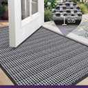 DEXI Ultra Thin Door Mat Indoor Entrance 32x48, Non Slip Rubber Backed Entryway Mats Dirt Trapper, Low Profile Front Doormat for Inside Entry, Patio, Porch, Grey and White