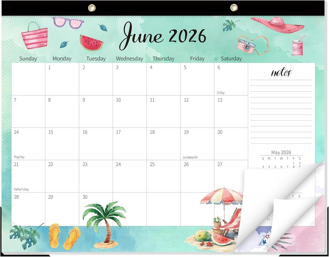 GuassLee Monthly Large Desk Calendar 2026-2027 - 19 Months 22" x 17" Calendar from Jun. 2026 to Dec. 2027, Large Monthly Planner with Holiday Watercolor Design for Office School Home Organizing