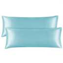 BEDELITE Satin Body Pillow Cover 2 Pack, Super Soft and Cooling Body Pillow Pillowcase for Hair and Skin, Breathable Silky Full Long Pillowcase Cover(20"x54", Blue)