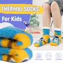 Kids Boys Fuzzy Slipper Socks Winter Soft Warm Thick Fleece Lined Plush Children Non Slip Home Socks (Blue)