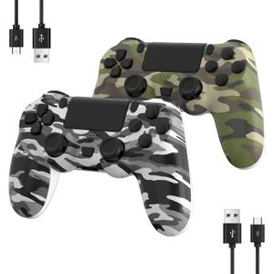 2 Pack Wireless Controller for Ps4/Slim/Pro with 1000mah Battery/Dual Vibration/Audio Jack/Six-axis Motion Sensor(Camouflage Grey and Camouflage Green)