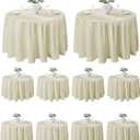 VidaFete Tablecloth 10 Pack 132inch Round Table Cloth Polyester, Stain Wrinkle Resistant Polyester Dining Table Cover for Kitchen Dinning Party Wedding Round Tabletop Buffet Decoration(Ivory)