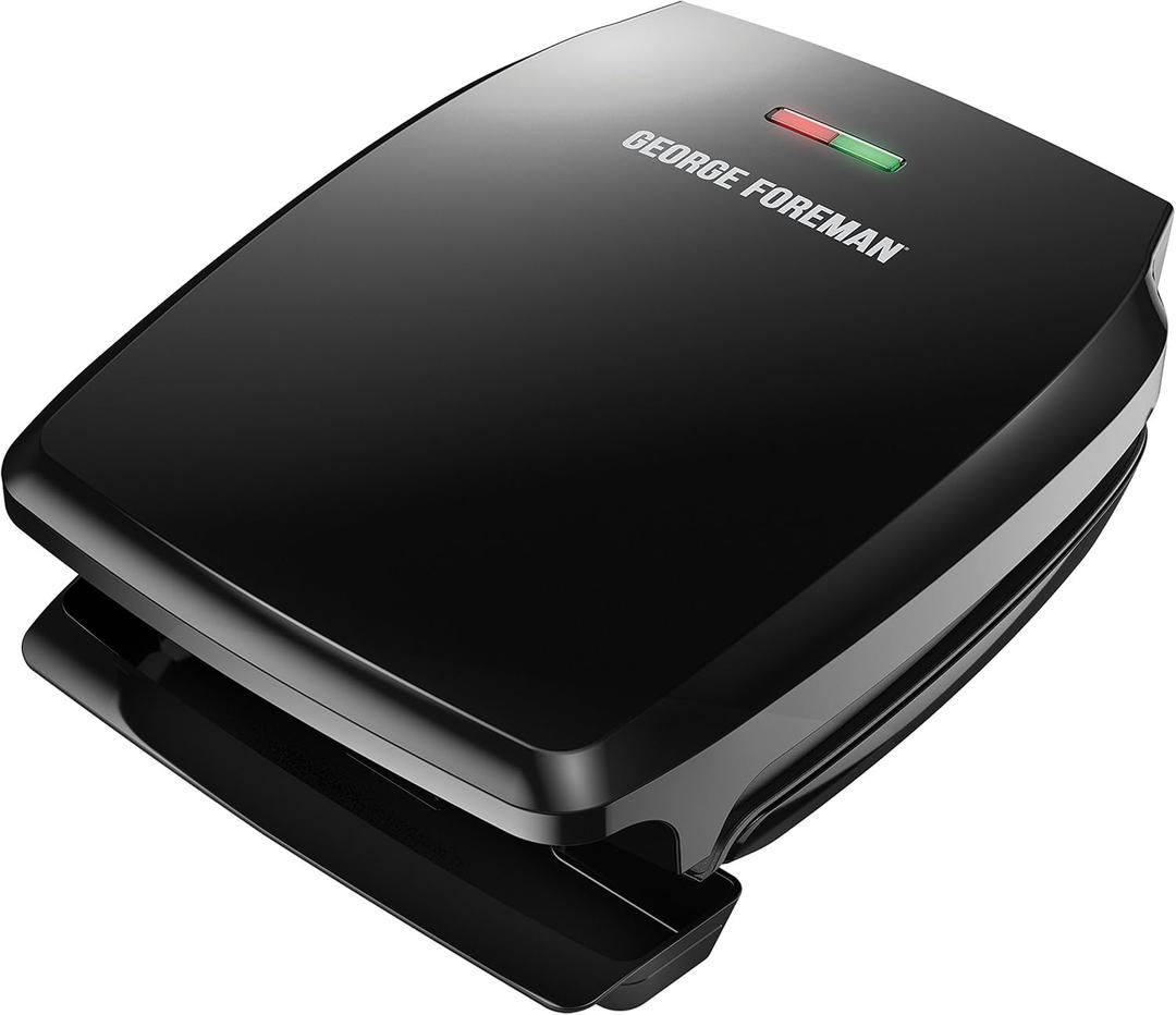 George Foreman GR340FB Classic Plate Electric Indoor Grill and Panini Press, 4-Servings, Black