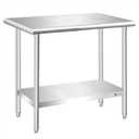 KUARBARR Stainless Steel Table 30 x 18 Inch Commercial Stainless Steel Prep Table, Metal Kitchen Prep Worktable for Restaurant Garage Storage Warehouse