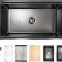 Black Sink, 304 Stainless Steel Single Bowl Undermount 3018 Inch Workstation Kitchen Sink with Sink Grid and Cutting Board