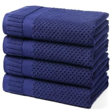 DIGEU 100% Cotton Bath Towels for Bathroom, Highly Absorbent Bath Towels Set Quick Dry, Luxury Soft Towels for Hotel (4, Navy Blue)