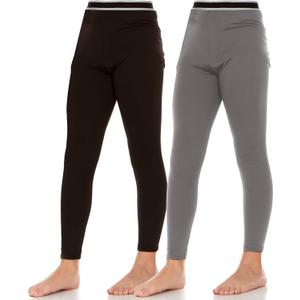 Thermajane Thermal Underwear for Kids Girls Thermal Bottoms for Winter Cold Weather Fleece Lined Thermal Leggings for Girls Kids 2 Pack (Black, Grey, X-Large) (XL)