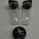 Ninja Blender Cups Replacement, 24oz Ninja Blender Cups with To-Go Lids, 7 Fins Extractor Blade, Compatible with Nutri Auto iQ Blenders BL2012 BN801 BL480-30 BL640-30 BL642-30 NN100-30 BL450