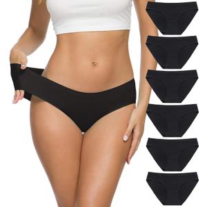 Altheanray Women’s Seamless Underwear No Show Panties Soft Stretch Bikini Underwears 6 Pack (3081 XL-color11)
