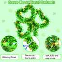 66 Ft St.Patrick's Day Tinsel Garland 2Pcs Green with Shamrock Saint Patricks Day Decorations for Saint Patrick's Day Party Decor Shiny Hanging Clover Green Tinsel Garland