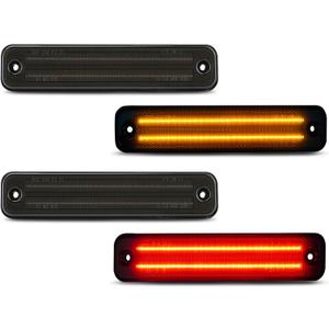Bestview 2-Row Full LED Side Marker Lights for Hummer H2 2003-2009,Smoked Lens Front & Rear Bumper LED Side Fender Turn Signal Lights OEM Side Markers Replacement accessories parts(2 Amber+2 Red)
