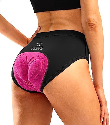 Women's 4D Padded Bike Underwear Cycling Bicycle Shorts Mountain Biking Riding Briefs Biker Cycle Spin Undershorts Padding Motorcycle Gear for Women(Black, XL)