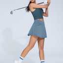 THE GYM PEOPLE Women's Jean Skorts Cross Waist Denim Skirts with Pockets | High Waist, Tummy Control, Built-In Shorts, 2 In 1 Pockets, Stretchy and Breathable, For Tennis, Golf and Daily Wear (Blue, XXL)