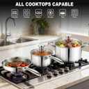 P&P CHEF 3-Ply Stainless Steel Cookware Set of 6, 10-Pieces Pots and Pans Sets Stainless Steel for Kitchen, Induction Multi Cooktops & Oven, Dishwasher Safe, Frying Pans, Saucepans, Saute Pan & Pot, 1 Qt + 2 Qt + 6 Qt + 8 Inch+ 10 Inch + 10 Inch