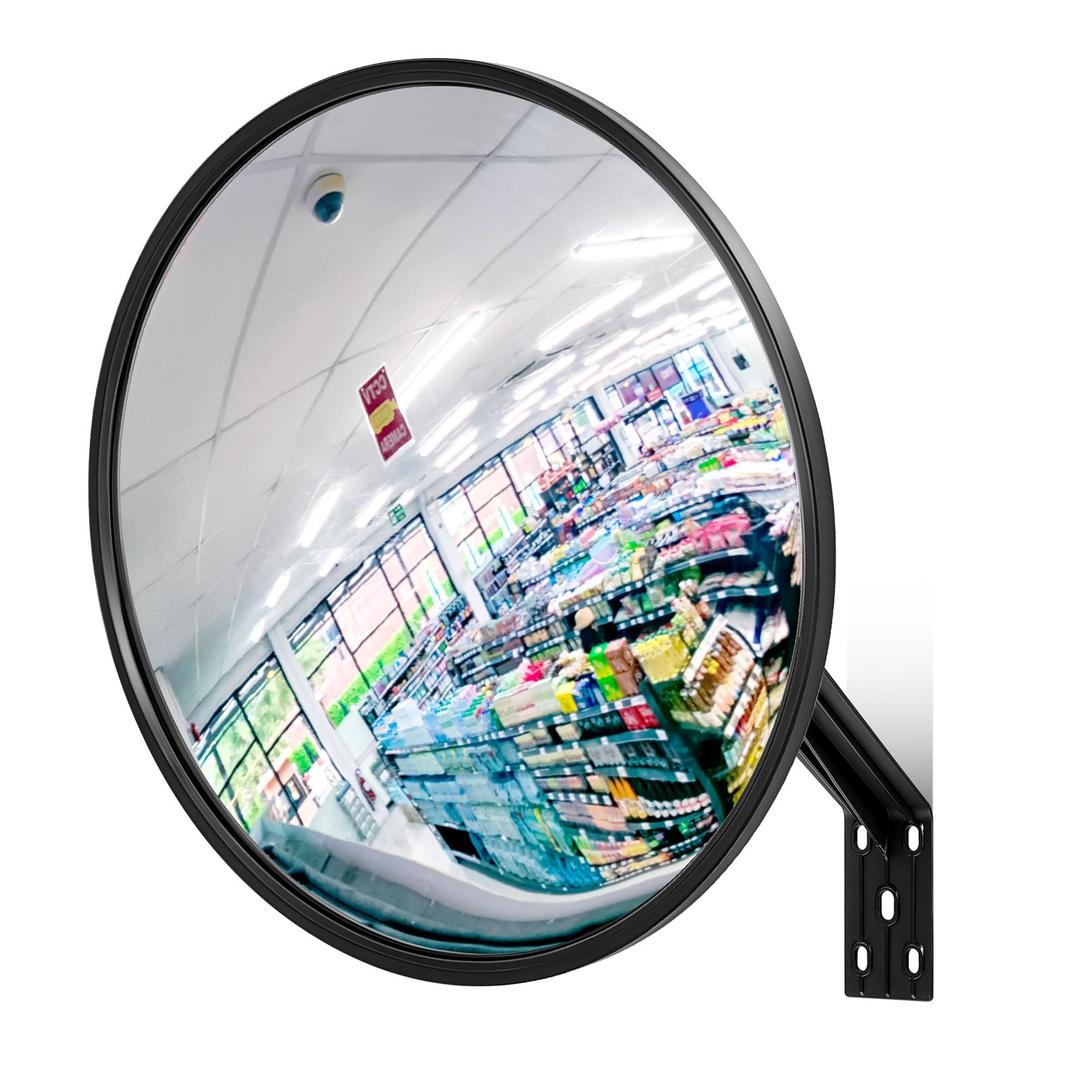 Maitys 1 Pc Convex Mirror Acrylic Safety Traffic Mirror, 24in  Security Corner Mirror with Bracket, Adjustable Angle, for Garage Warehouse Store Room Driveway, Indoor Outdoor Blind Spot