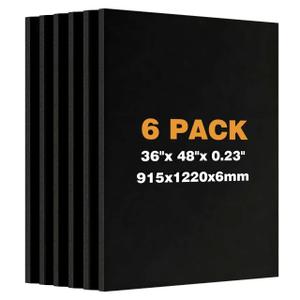 XyaMov 6 Pack 36" x 48" Foam Board,0.23 Inch Thick Black Foam Poster Board, Large Acid-Free Foam Core Board, Polystyrene Rigid Foamboard for Backdrop, Display, Mounting, Sign Making