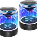 MEGATEK Portable Bluetooth Speakers (2-Pack)  True Wireless Stereo (TWS) Pair, Vibrant LED Lights, 360 HD Sound, 12-Hour Playtime, IPX5 Waterproof  Perfect for Home, Parties, Outdoors, and Travel