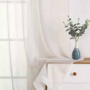OWENIE Sheer Curtains 108" inches Long, 2 Panels Sheer Curtain Set, Rod Pocket Voile Drapes for Living Room, Airy Soft-Touching Drapes, 2pcs, Each 42" W x 108" L, Ivory