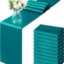 Horbaunal 12 Pack Teal Satin Table Runner 12 x 108 Inch, Smooth Table Runners for Wedding Banquets Birthday Party
