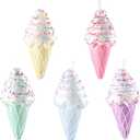 Assorted Ice Cream Ornaments, 5pcs 6' Foam Pastel Hanging Christmas Tree Mini Dessert Ornaments for Xmas Decoration