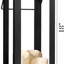 18" Black Metal Modern Candle Lantern Decorative Hurricane Lantern for Indoor & Outdoor Use, Ideal for Table, Mantle, Porch, Halloween, Christmas, and Wedding Decor (No Glass Panel)