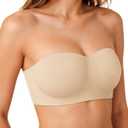 Strapless Bras for Women Jelly Supportive Bandeau Non Slip Wireless Push Up Padded Seamless Tube Top Everyday Bra 40B,40C.40D,40DD,38DDD,2XL,Nude (XXL)