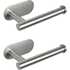 NearMoon Toilet Paper Holder Self Adhesive, Premium Thicken SUS304 Stainless Steel Rustproof Adhesive Toilet Roll Holder no Drilling for Bathroom, Kitchen, Washroom (2 Pack, Brushed Nickel)