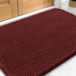 OLANLY Dog Door Mat for Muddy Paws 30x20, Absorbs Moisture and Dirt, Absorbent Non-Slip Washable Doormat, Quick Dry Chenille Mud Mat, Entry Indoor Entryway Carpet for Inside Floor, Caramel Russet