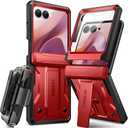 TONGATE for Motorola Razr 2025/Razr 2024 Case with Screen Protector, [Stand & Belt-Clip] [Hinge Protection Cover] [Anti-Slip], Full-Body Military Grade Protective Phone Case, Red