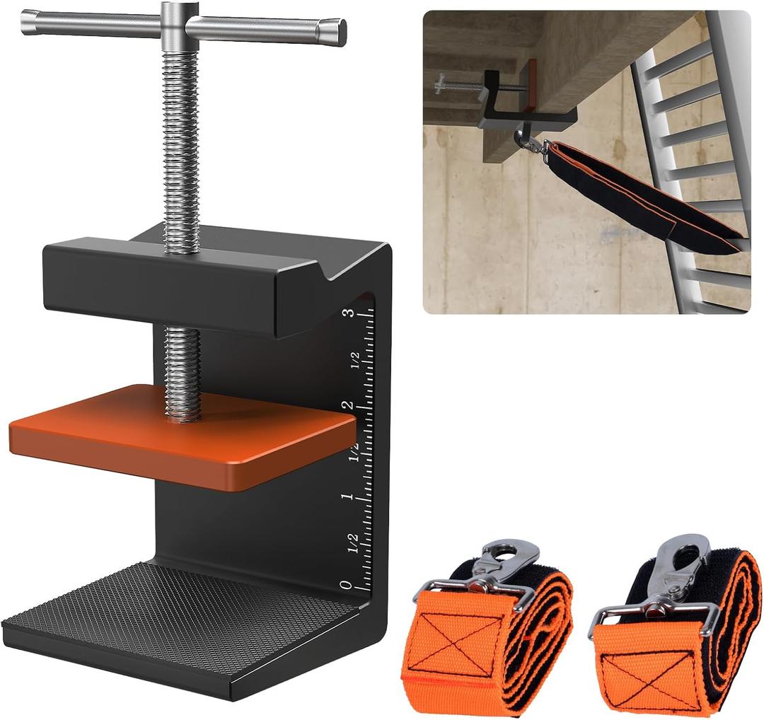 Ladder Stability Anchor, Ultimate Ladder Safety Kit, Ladder Guard Fall Protection Anchor, Anti-Slip Ladders Anchor Clamp Roof with Rack Straps