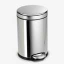 simplehuman 4.5 Liter / 1.2 Gallon Round Bathroom Step Trash Can, Polished Stainless Steel