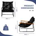 MAXYOYO Modern Accent Chair, Comfy Living Room Chair with Metal Frame Wooden Armrest, Upholstered Armchair with Soft Cushion for Bedroom Balcony Lounge Reading Room, Black, Standard