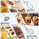 Colarlemo Milk Frother Handheld Rechargeable, Frother Wand Drink Mixer Electric Whisk for Coffee, Detachable With 3 Stainless Whisks, Hand Mixer for Lattes, Cappuccino, Matcha, Egg, No Stand, Silver