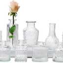 Glass Bud Vase Set of 16, Small Flower Vases, Glass Vases for Centerpieces, Vintage Home Table Decorations Bud Vases (16 Pcs, Clear)