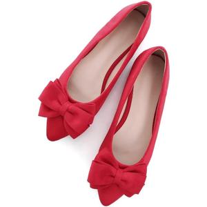 TN TANGNEST Women Fashion Bowknot Flats Comfort Pointed Toe Dress Shoes (10.5. Red)