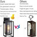 14" Outdoor Wall Light Fixtures Waterproofed Exterior Lantern W/Sturdy Rectangular Double Cage In Satin Black&Clear Tempered Glass,Sconce Mounted For House Patio,Front door,Porch,Garage Lighting 2Pack
