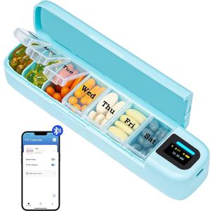 Daviky Smart Pill Organizer with Alarm, Bluetooth Daily Once a Day Pill Box 7 Day with APP, Weekly Travel Pill Case, Portable Pill Reminder for Medicines, Supplements and Vitamins(Green)