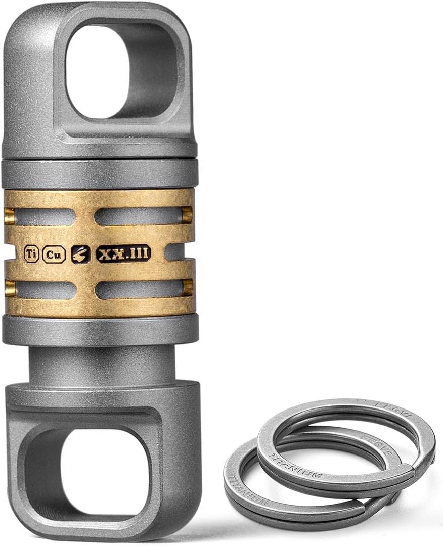 FEGVE Quick Release Keychain with 2/28mm Titanium Key Rings, Swivel Heavy Duty Keychain for Home Car Keys-(Load Bearing: 700kg) (Gold)