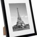 upsimples 8x10 Picture Frame Set of 10, Display Pictures 5x7 with Mat or 8x10 Without, Multi Photo Frames Collage for Wall or Tabletop Display, Black