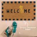 Folkulture Summer Door Mat Outdoor 16 x 28  Front Door Mat for Outside Entrance, Heavy Duty Backing, Eco-Friendly, Durable Anti-Slip & Weather Resistant Dirt Trapping Doormat, Outdoor Home Decor (Welcome Pine Colada)