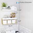 QEEIG Bathroom Shelves Over Toilet - Wall Mounted Floating Shelves Toilet Paper Storage Small Modern Decor Shelf 16 inch Set of 2, White and Gold (019-WG2)