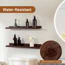 NEXHOME PRO Floating Shelves for Wall Set of 4,24 Inches Picture Ledge Shelf, Kids Bookshelf Wall Mounted for Living Room Bedroom Bathroom Kitchen, Easy Install,Walnut