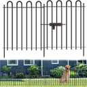 5 Panels Decorative Garden Fence with Gate, 32 in (H) x 10.8 ft (L) Metal Thick Tube No Dig Dog Fence Outdoor for Yard, Rustproof Tall Animal Barrier Fencing, Garden Edging Border for Yard, Patio
