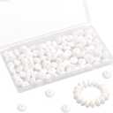 GMMA 100 Pcs White Silicone Lentil Beads for pens Loose Spacer Beads Bulk 12 mm Focal Beads for Keychain Making Jewelry Accessories Bracelet Beads for Jewelry Making (White), Pack of 