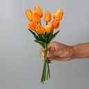 WeTop 30pcs Real Touch Tulips PU Artificial Flowers, Fake Tulips Flowers for Arrangement Wedding Party Easter Spring Fall Home Dining Room Office Decoration. (Orange, 14" Tall)