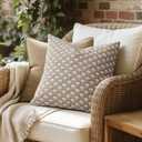 MIULEE Set of 2 Decorative Floral Pillow Covers Neutral Vintage Throw Pillows Block Print Boho Farmhouse Cushion Covers for Modern Spring Home Decor Couch Sofa Bed Living Room, 24x24 Inch, Light Taupe