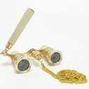 Binocular Telescope 3  25,Foldable Handle,Compact Lightweight with Chain,Opera Glasses with Handle for Women and Children (Gold)