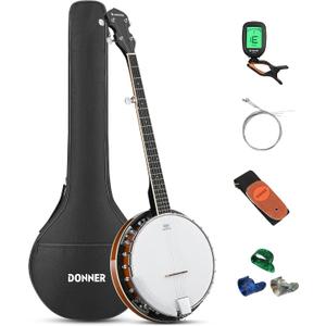 Donner Banjo Full Size 5 String Tenor Banjolele Guitar with Banjo Kit
Tuner Gig Bag, Stringed Musical Instruments for Adult Beginner，DBJ-200