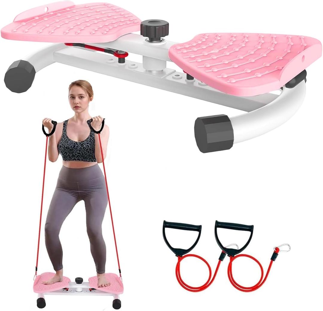 Waist Twisting Machine Exercise, Ab Twisting Board for Exercise, Adjustable Waist Twisting Board Exercise Machine with 300 lbs Weight Capacity (Pink)